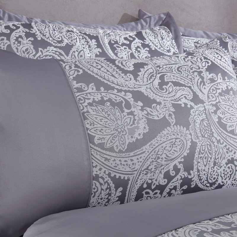 Edmonson Floral Duvet Cover Set with Pillowcases Included, King Duvet Cover + 2 Pillowcases (50 x 75cm), Silver