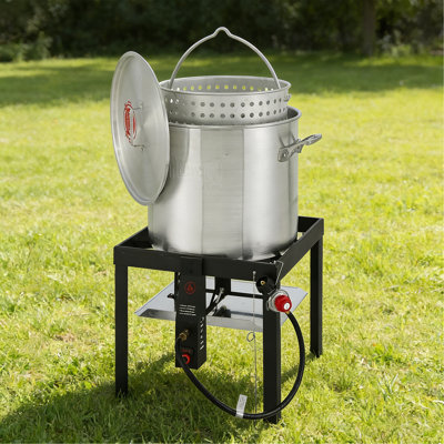 Feasto Heavy-Duty Propane Seafood Boiling Kit, Multifunctional Outdoor Propane Cooker with Perforated Basket, 80 QT Seafood Boiler for Backyard Feasts
