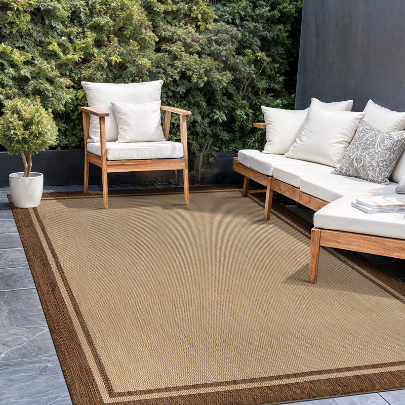 Tapis intérieur / extérieur beige / brun, Rectangle 10 pi x 14 pi