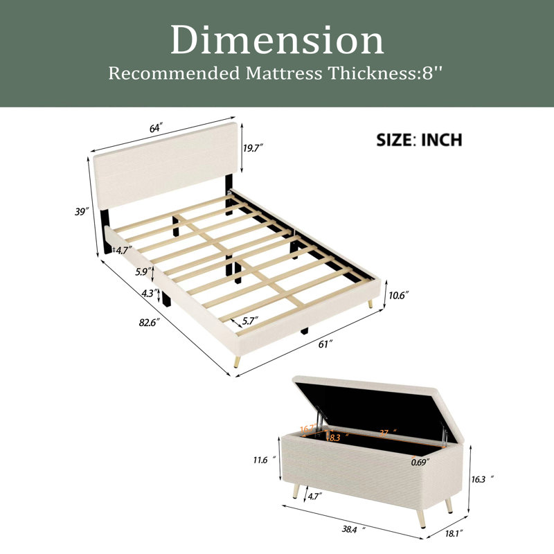Ensemble de chambre à coucher 2 pièces Shawntella, Beige