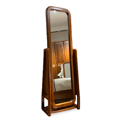 Simple Chinese-Style Walnut Rectangular Full-Length Mirror