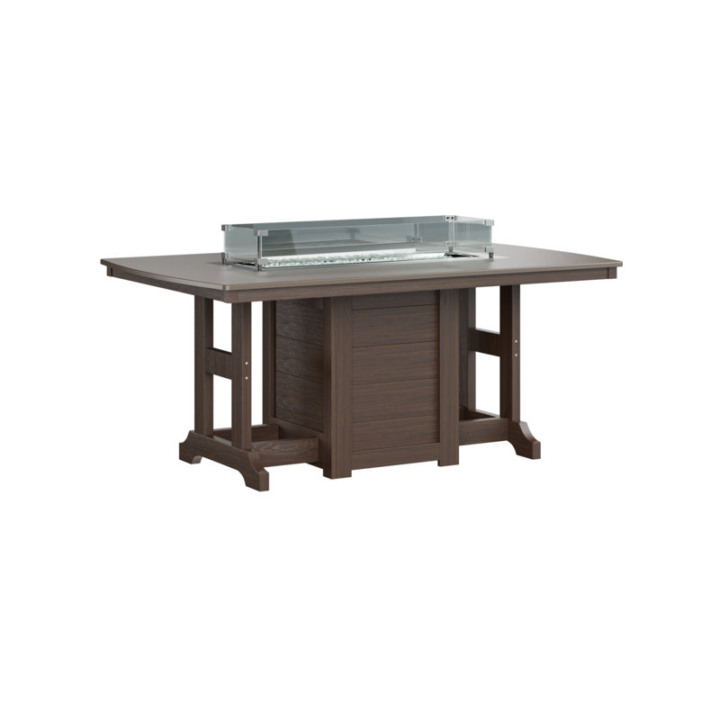 Table de salle à manger avec foyer 72 po Berlin Gardens Garden Classic, Hammered Top Bronze with Brazilian Walnut Base