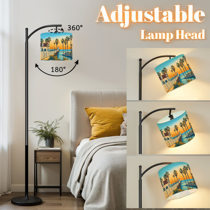 Lampe sur pied à arc avec abat-jour ajustable Sunset sur pied Oceanside