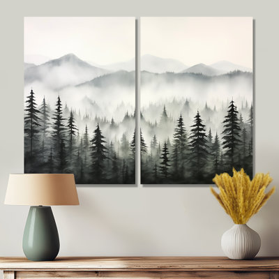 «Gray Misty Morning Forest Horizon I», art mural traditionnel