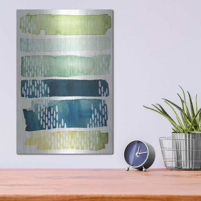 «Aqua Streak II» par Grace Popp, verre d'art mural en métal, H 16 po x l 12 po