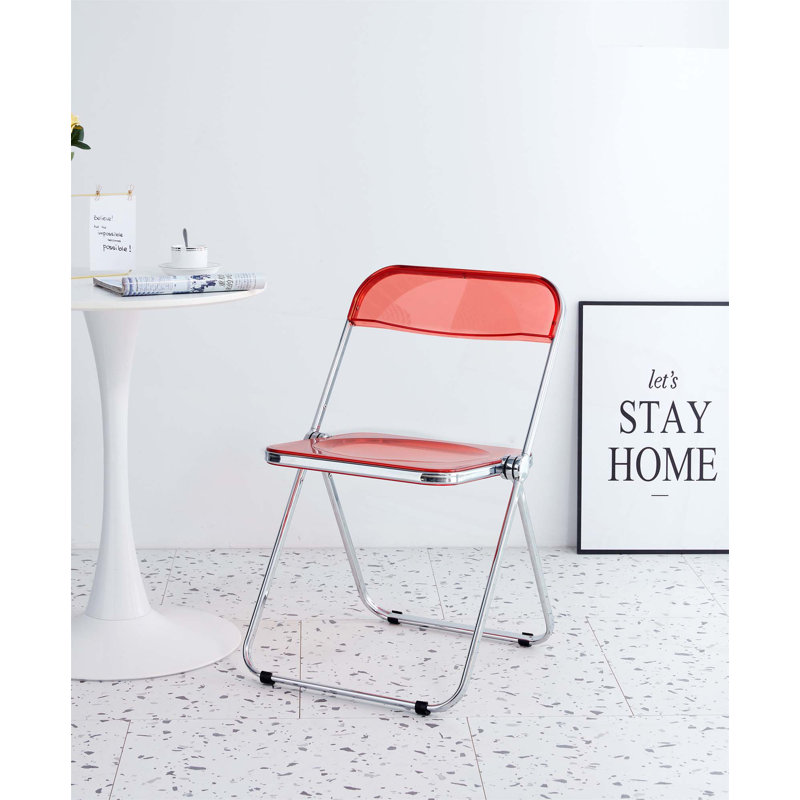Chaise pliante transparente en plastique, Rouge