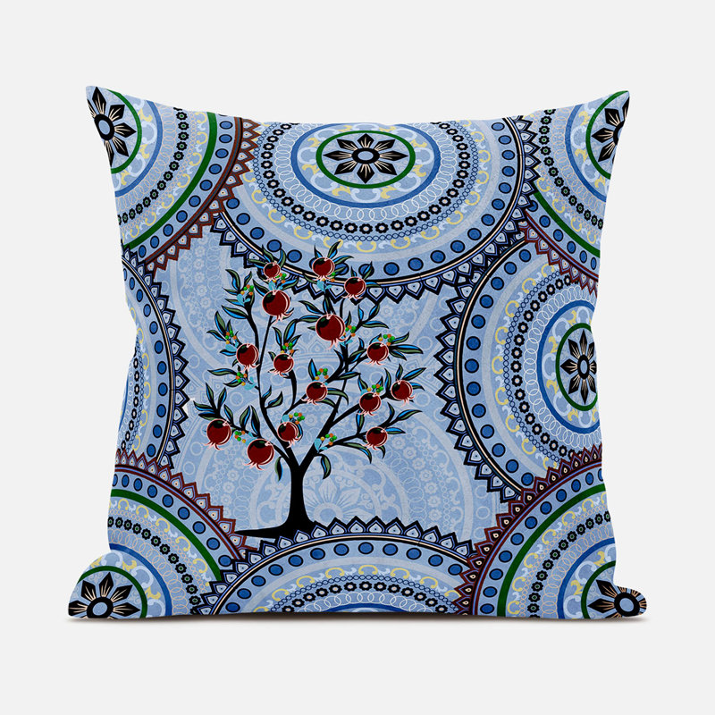 Polyester Throw Square Pillow Cover & Insert, Blue/Brown, 16" x 16"
