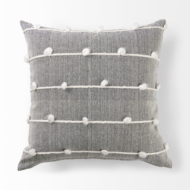 Striped Cotton Blend Reversible Pillow Cover, Height(20") x Width(20")