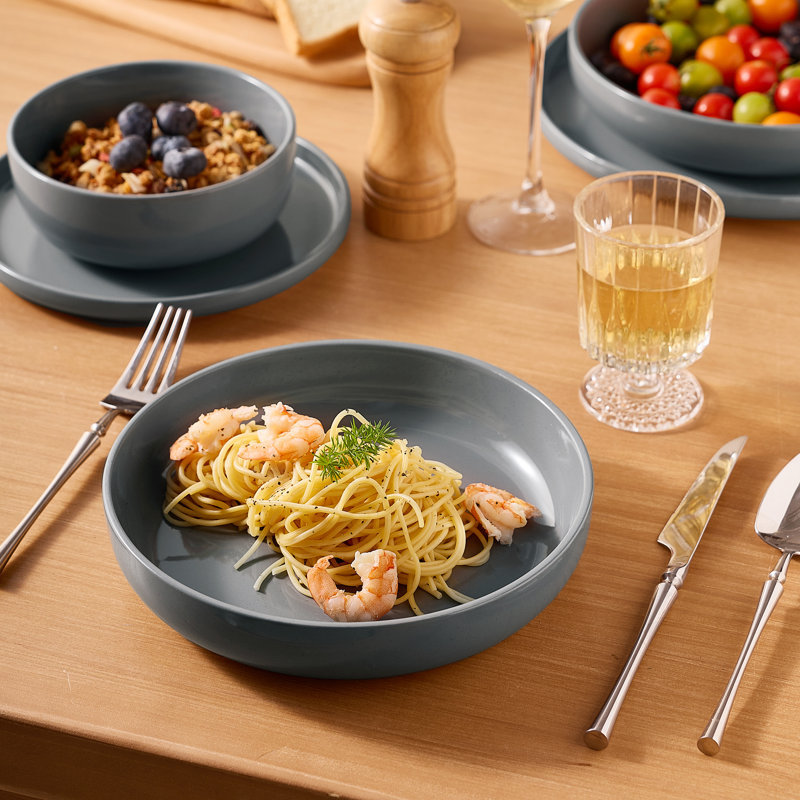 Milkyway Series 24 Pieces Dinnerware Set, Dark Gray, Dark Gray