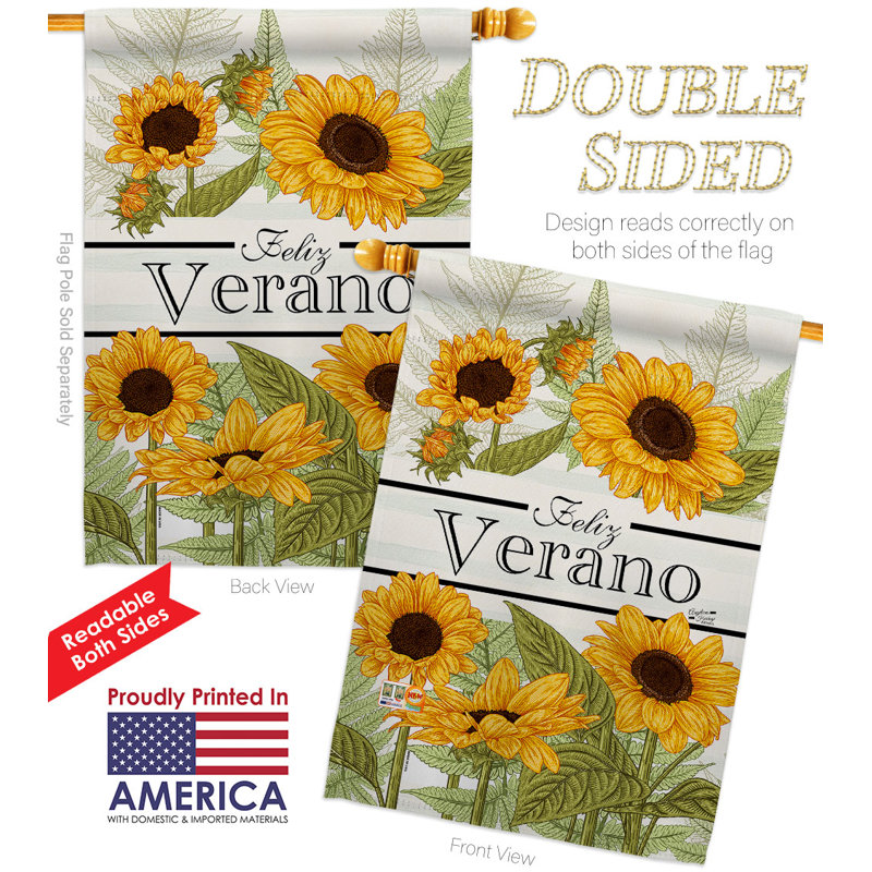 Drapeau de jardin Feliz Verano, H 40 po x l 28 po