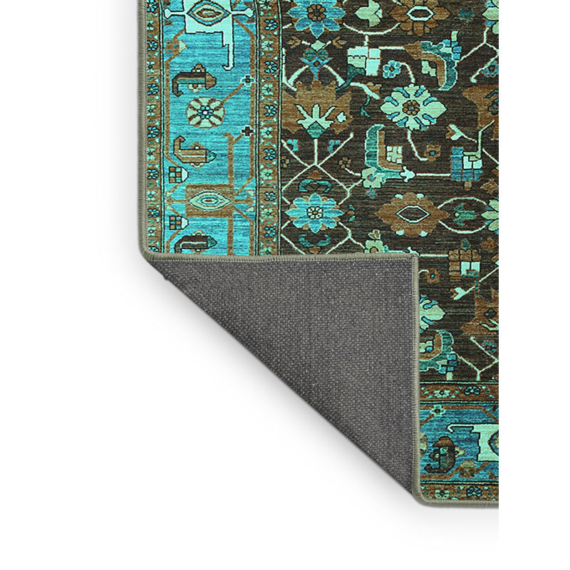 Tapis floral en laine / polyester tissé à la machine Floral, Rectangle 7 pi x 10 pi
