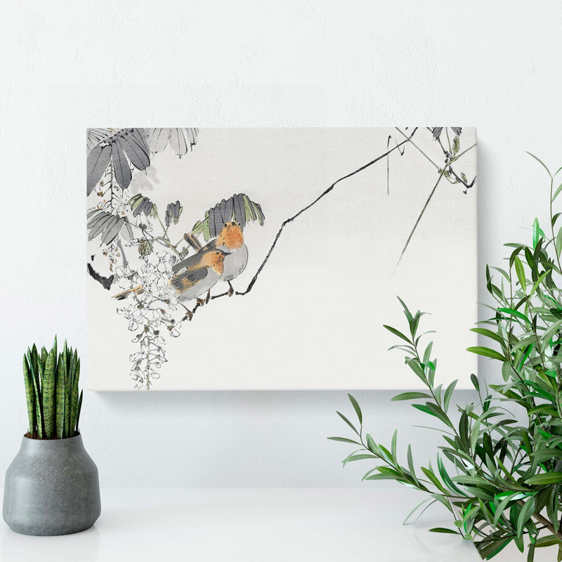 Two Sparrows by Watanabe Seitei - Wrapped Canvas, 50cm H x 76cm W x 3cm D