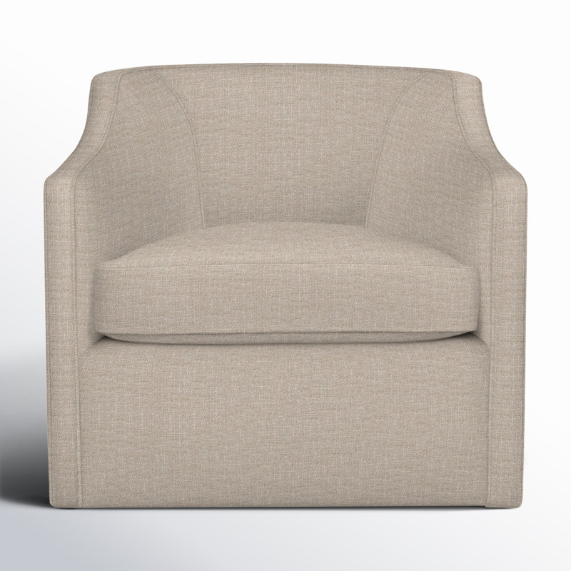 Fauteuil pivotant rembourré Marietta, Tissu natté ivoire conversation