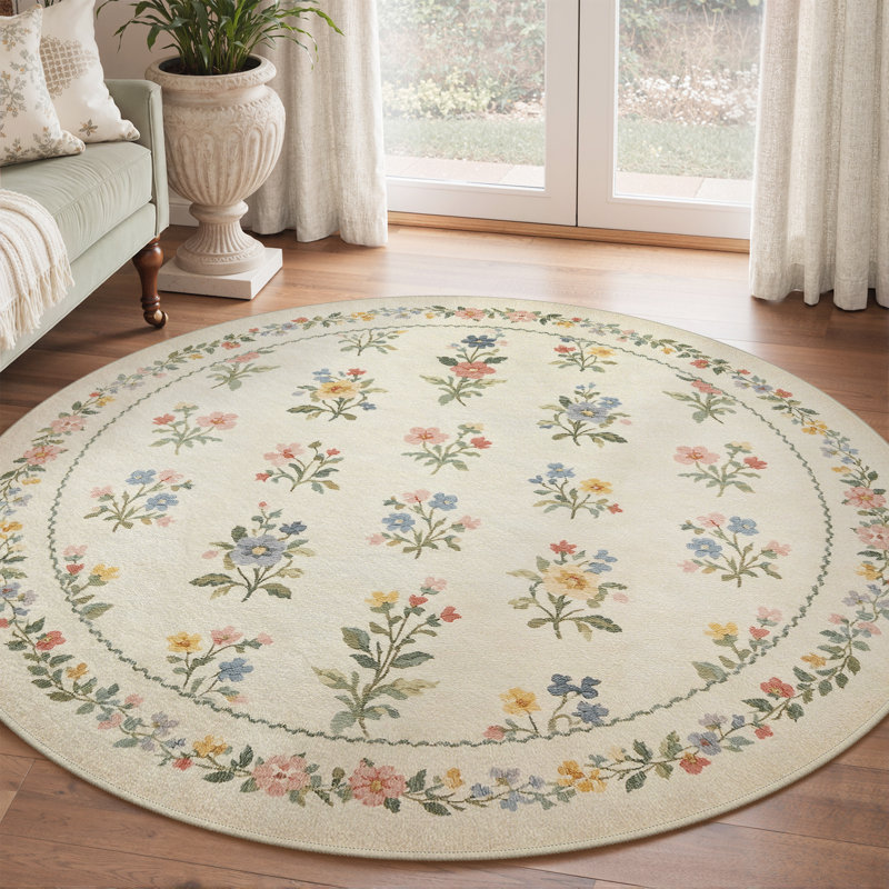 Tapis d'intérieur floral / albâtre lavable à la machine Botanica avec envers antidérapant