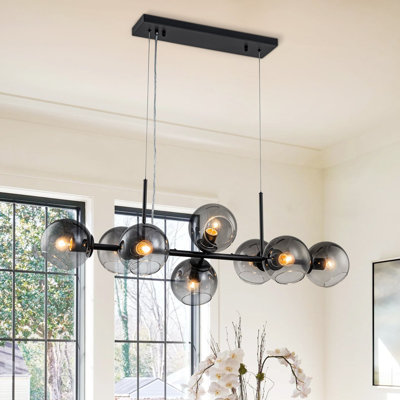 8-Light Gradient Glass Linear Chandelier