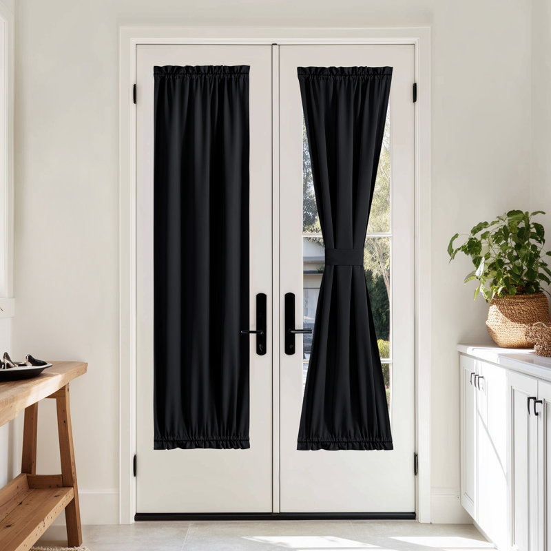  100% Blackout Door Curtain Thermal Insulated Privacy Curtain for French Front Door with Tieback, Room Darkening Window Covering for Kitchen, 1 Panel