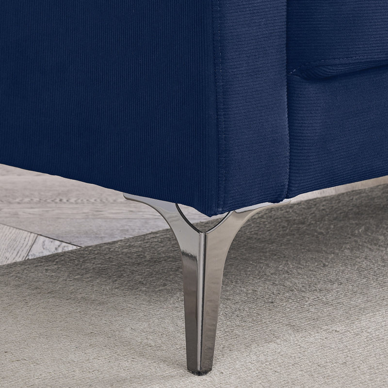 Jeconiah Upholstered 72.83'' Sofa, Navy Corduroy, 33.07" H x 51.18" W x 31.88" D