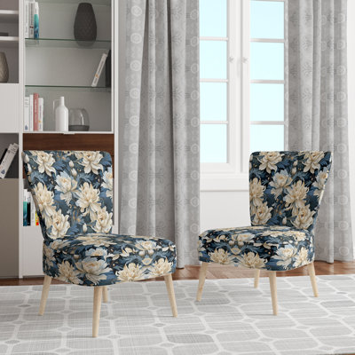 Chaise d'appoint rembourrée blanc et bleu
