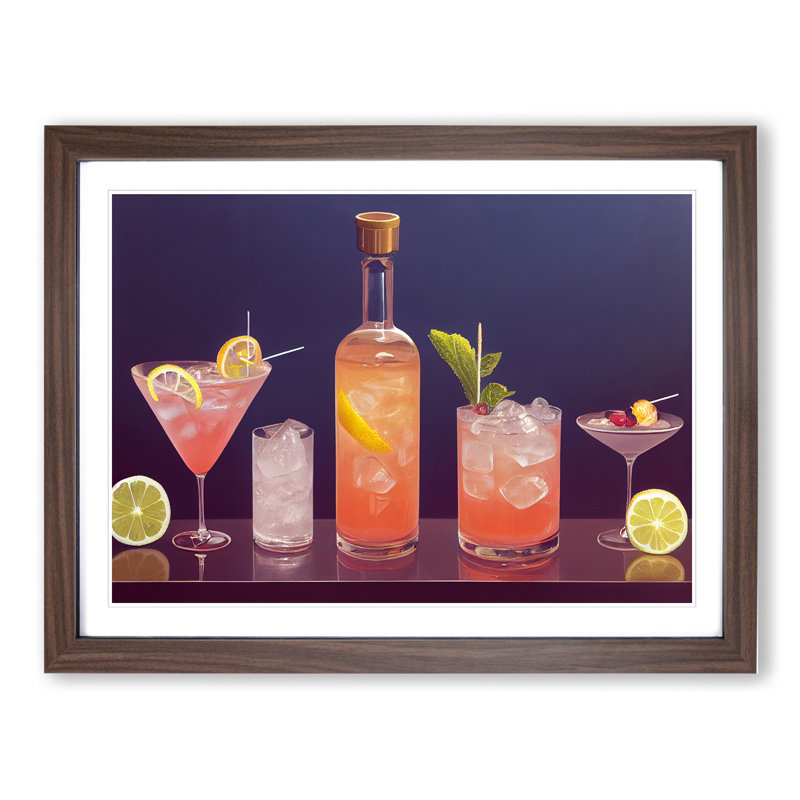 Modern Cocktail Vol.4 - Framed Print, 46cm H x 64cm W x 2cm D, Walnut