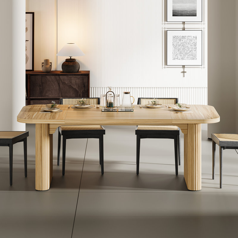 63-Inch Wood Modern Dining Table, Natural