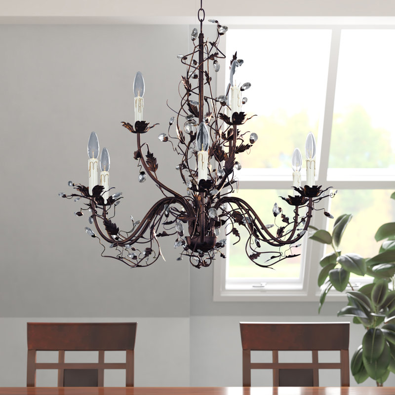 Mair 29" W 9-Light Crystal Tiered Chandelier, Oil Rubbed Bronze
