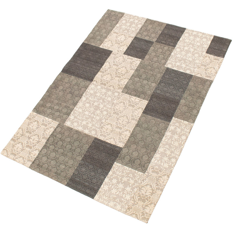 Tapis gris/ivoire touffeté à la main collage Mowgli