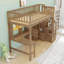 Lit mezzanine simple en bois avec bureau en L, tablettes, éclairage DEL et escalier de rangement-57472460