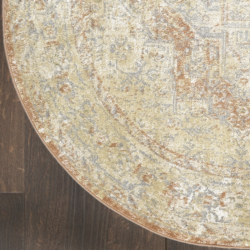 Nourison Essentials Persian Beige/Rust Indoor/Outdoor Area Rug, Round 6'