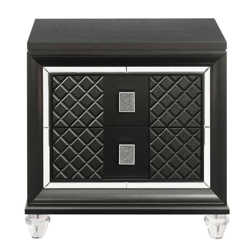 Table de chevet gris métallique avec deux tiroirs pour une chambre à coucher élégante 2