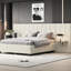 Confortable grand lit tapissier avec tissu beige et grande plateforme de tête de lit pour une atmosphère de chambre à coucher sereine-2107272219