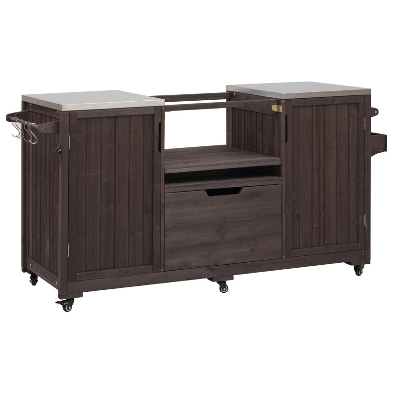 Îlot de cuisine d'extérieur 66,5 po K&K, Brun