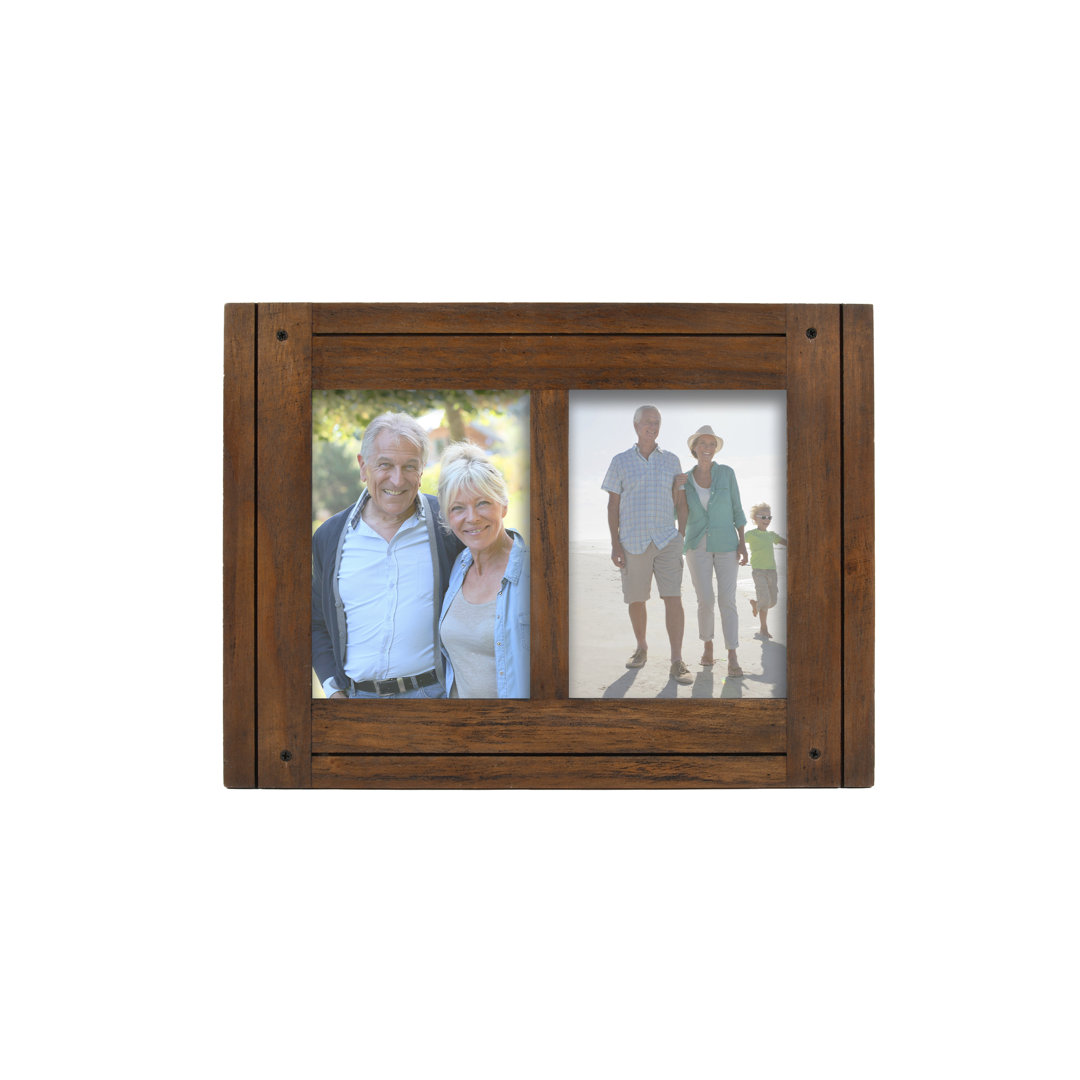 Maisie-Sue Distressed Double Opening Picture Frame, Holds Two 5" x 7" Photos Gracie Oaks