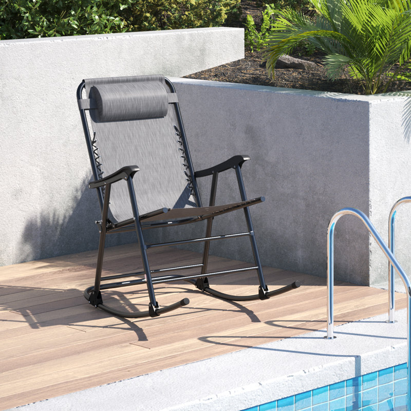 Chaise berçante en métal avec coussins Kantzer, Gris