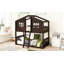 Lit superposé simple au dessus d'un lit simple avec échelle, lit en bois-311379026