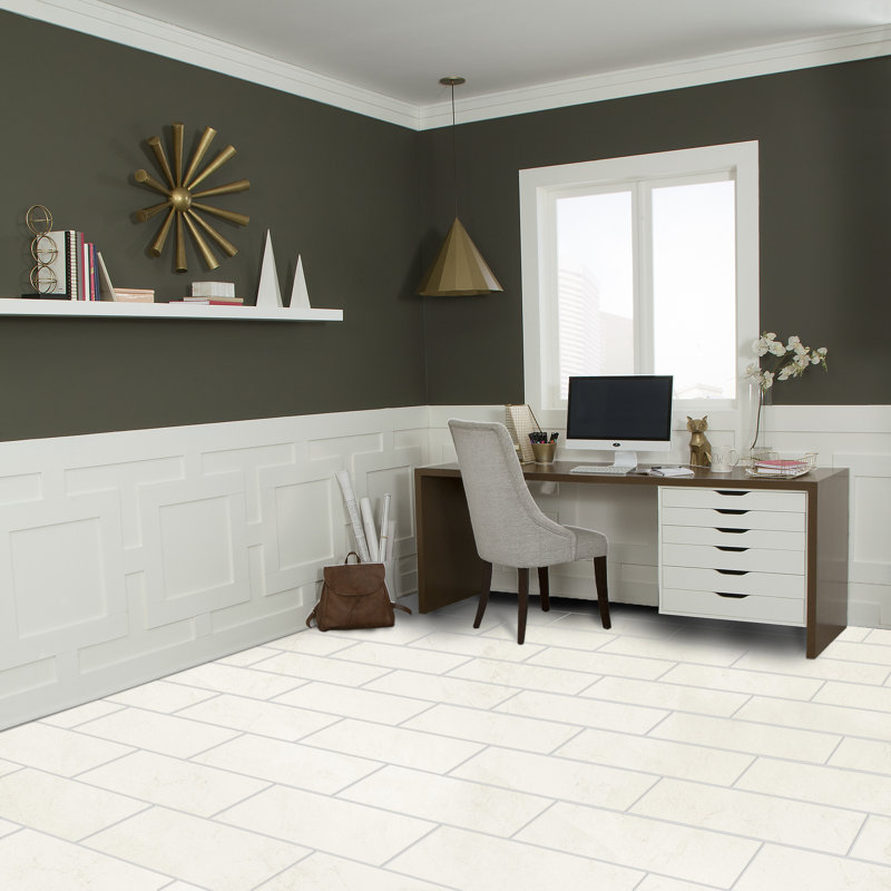 Citified 12" W x 24" L Porcelain Concrete Look Singular Tile, Chalk