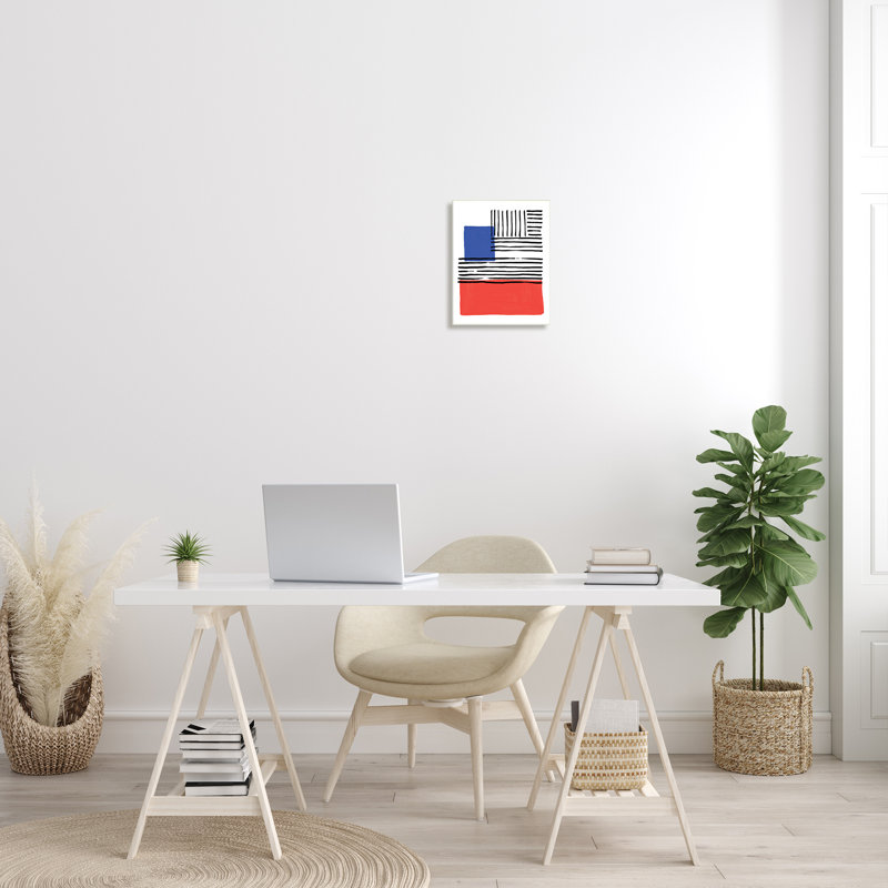 Bleus rouges, lignes audacieuses - impression, H 15 po x l 10 po, Plaque murale