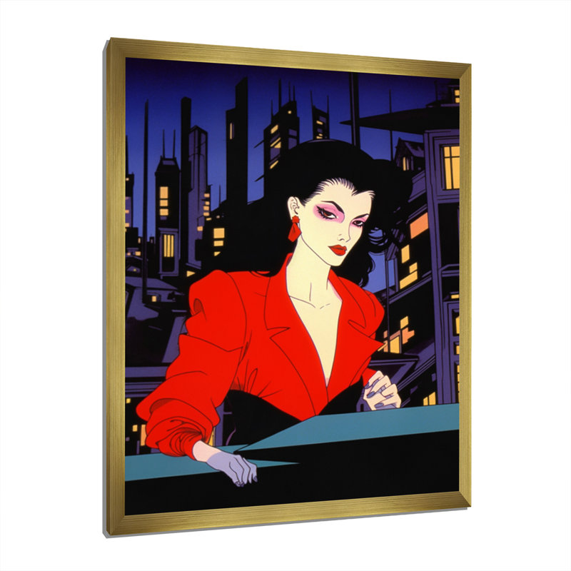 Pop Art Night Life Diva I, Encadrement doré, H 32 po x l 16 po x P 1 po