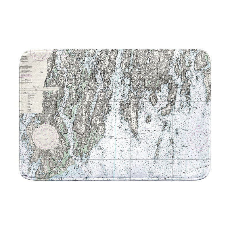 Booth Bay, ME Nautical Map Bath Mat
