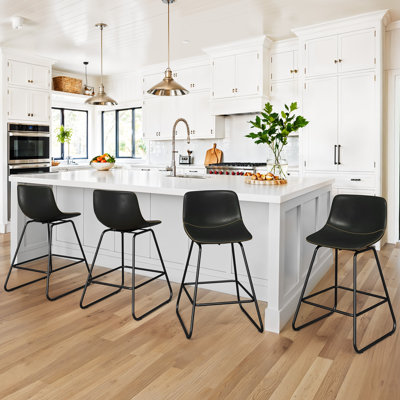 24" Swivel Upholstered Counter & Bar Stools with Full Wraparound Footrest & Sturdy Metal Frame