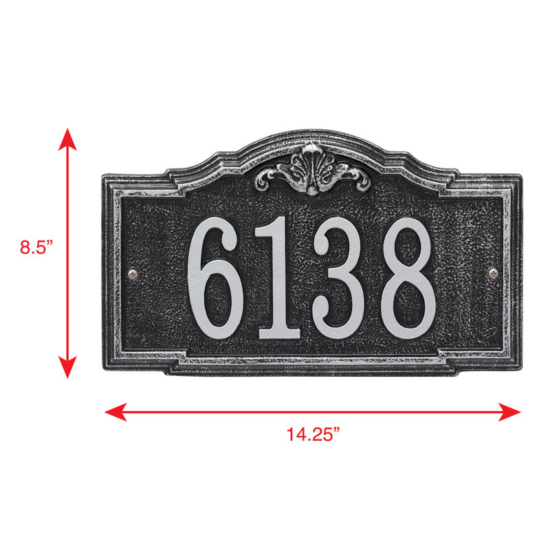 Plaque d'adresse murale 1 ligne personnalisée Gatewood, Noir / argent, Oui