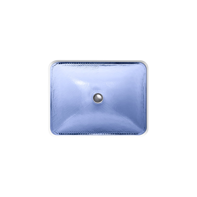 Yepsen Glass Undermount Bathroom Sink, Blue Translucent