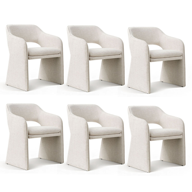 19" Seat Height Upholstered Dining Armchair, Beige