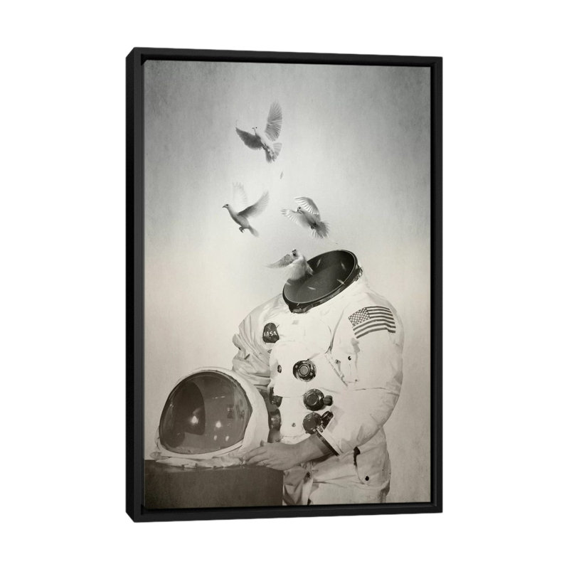 «Doves», impression sur toile, H 48 po x l 32 po x P 1,5 po, Toile encadrée noire, Pas de tapis