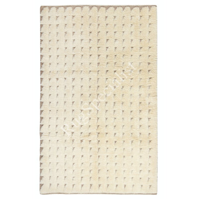 Tapis tulu fait à la main 6 x 9 pi en laine beige naturelle non teinte. Tapis moderne noué à la main