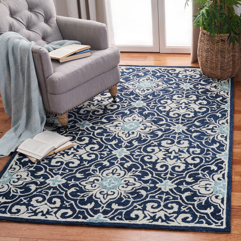 Tapis damassé en laine et en coton touffeté à la main Roslyn, Rectangle 6 pi x 9 pi