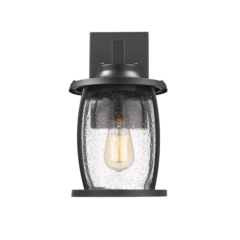 Lanterne murale d'extérieur à 1 ampoule Dunnam, H 13,75 po x l 7,5 po x P 9 po, Noir texturé