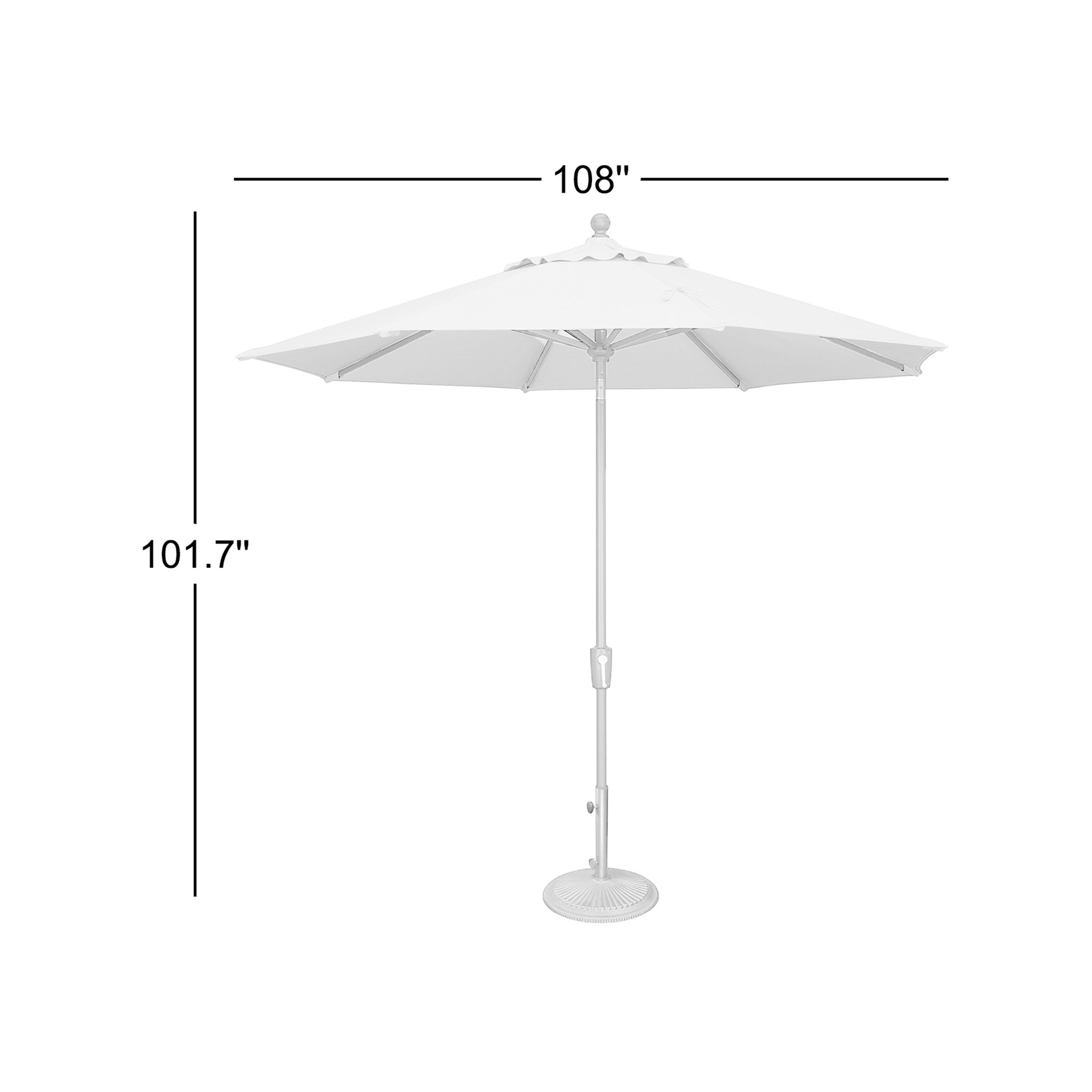 Canela 108'' Market Sunbrella® Umbrella, White Sunbrella®, Bronze