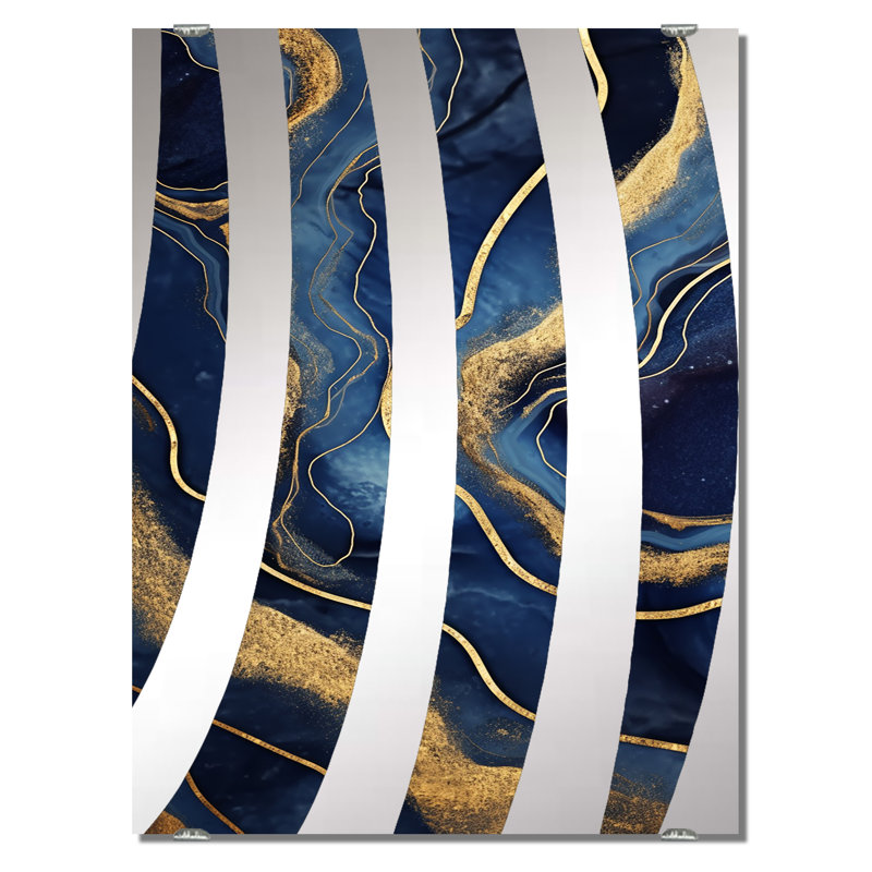 Dees - Grand miroir mural en marbre abstrait, 32 po x 24 po