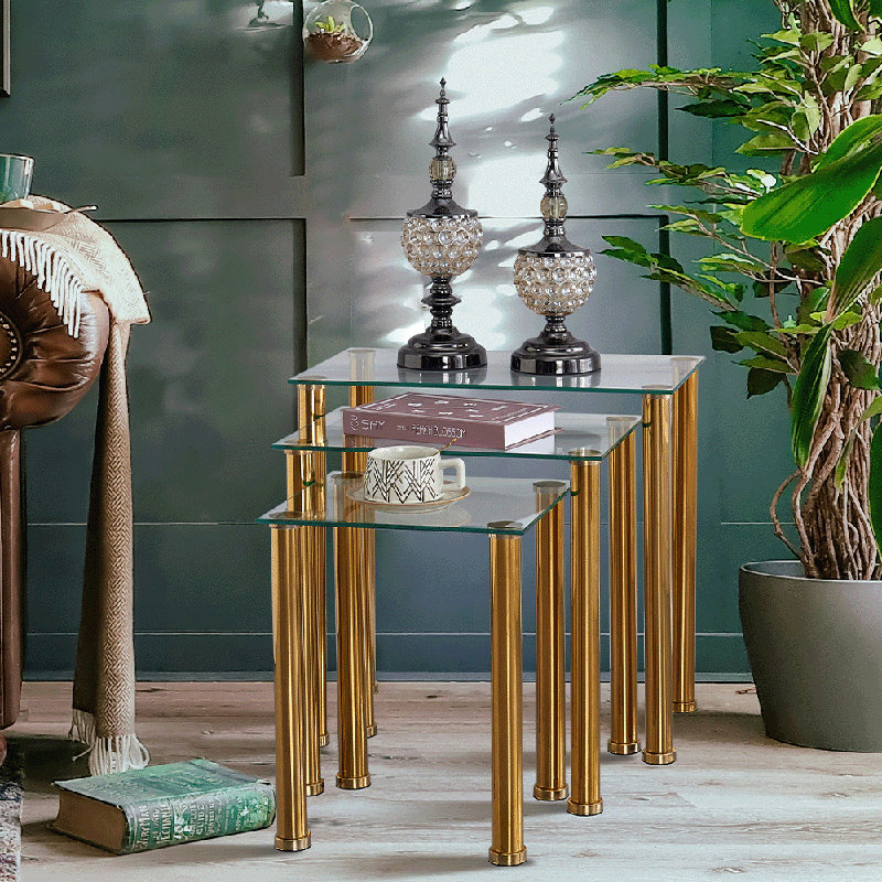 Declin 5 - Piece Living Room Table Set, Gold