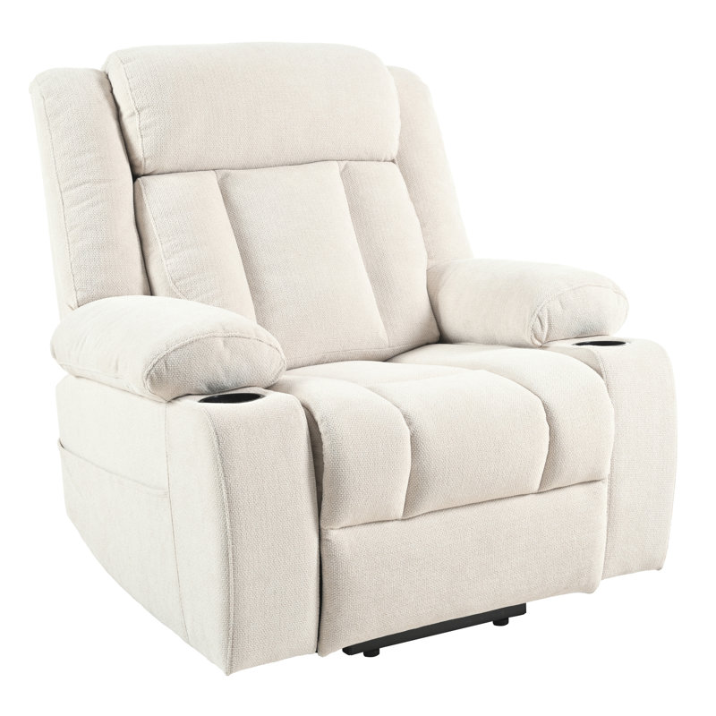 Power Lift Recliner Chair For Elderly,Fabric Lift Chairs For Living Room W/ Extended Footrest,Classic Single Sofa,Home Theater Seat With 2 Cup Holders,Side Pockets,Remote Control
